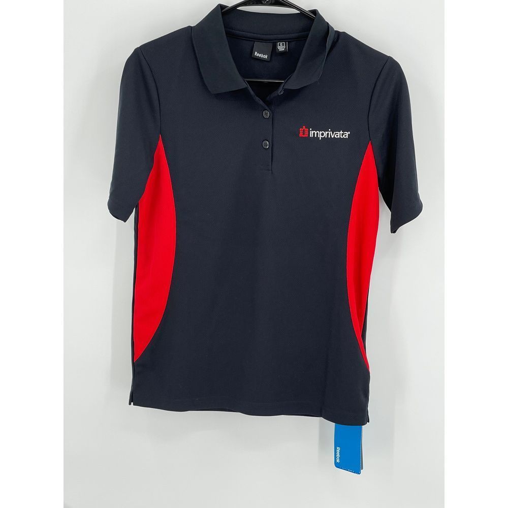 Reebok Short Sleeve Polo Shirt Women Small Black Red New With Tags
